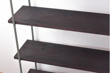 ラフジュ工房オリジナル　青緑色　ペイント薄型アイアンラック【中】(陳列棚、飾り棚)